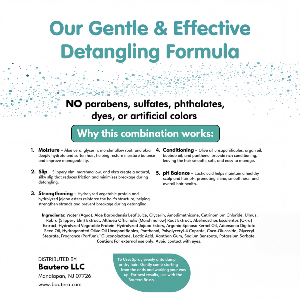 Bautero detangling spray ingredients