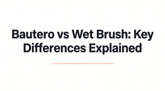 Editorial thumbnail for Bautero vs Wet Brush comparison article — clean white background with bold headline and soft pink accent