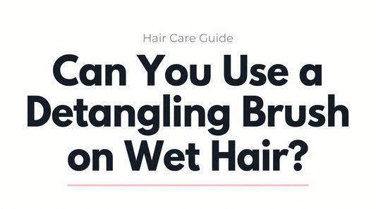 Editorial thumbnail for Can You Use a Detangling Brush on Wet Hair? — white background, bold headline, pink accent