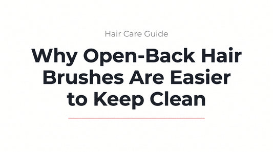 Editorial thumbnail for Why Open-Back Hair Brushes Are Easier to Keep Clean — white background, bold headline, pink accent