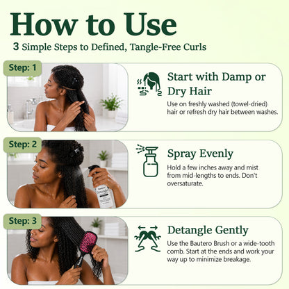 Bautero Detangling Spray + Leave-in Conditioner - 8oz